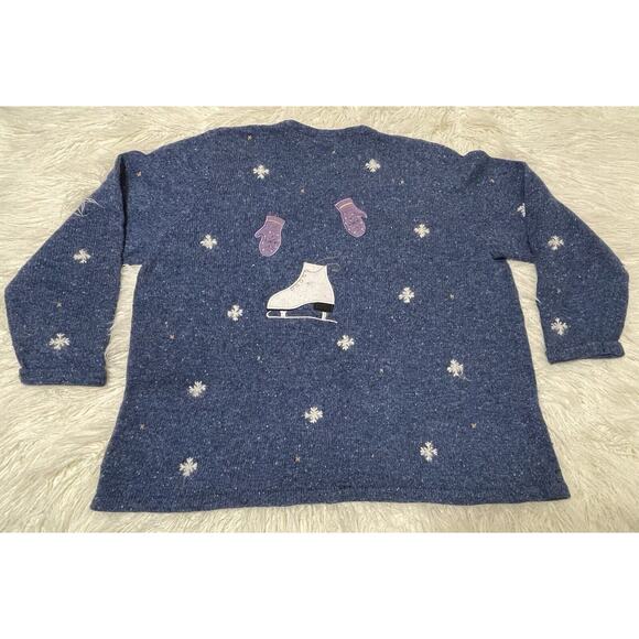 Novelty Holiday Winter Sweater CATS ice skating Volup 1X - Picture 3 of 4